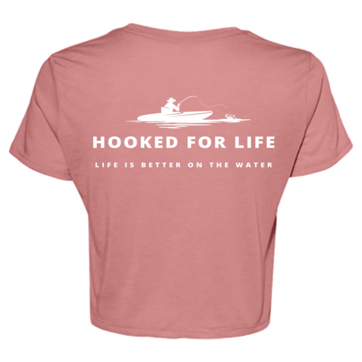 Hooked For Life Ladies' Flowy Cropped Tee