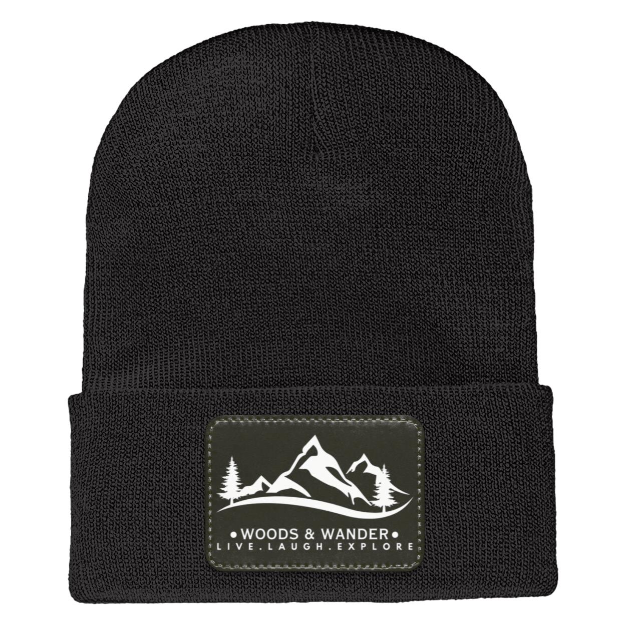 Black Logo Adult Cuffed Knit Beanie